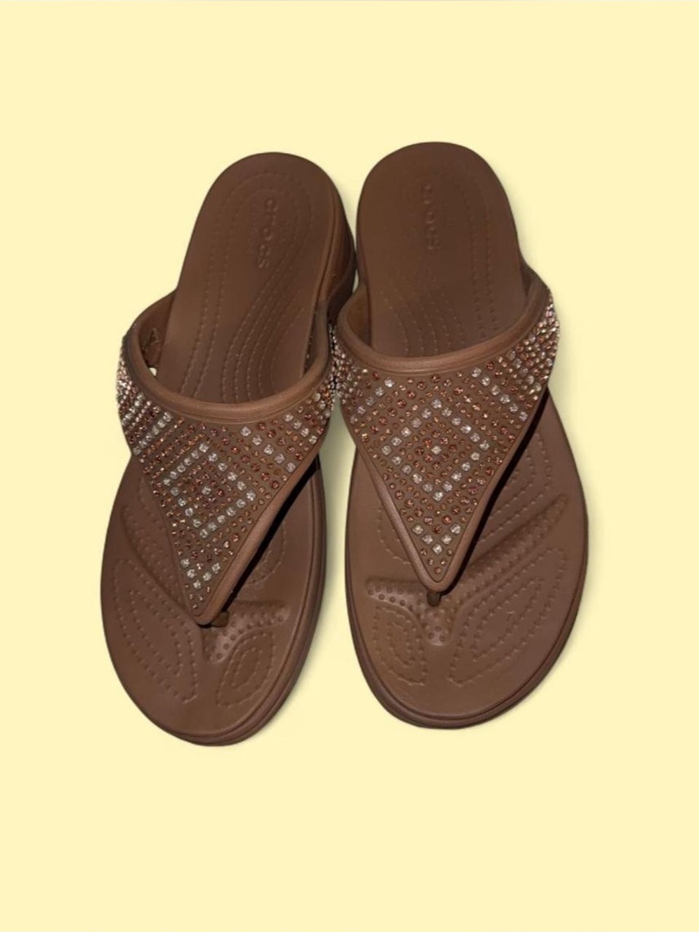 CROCS Women’s Brown Jeweled Thong Sandals